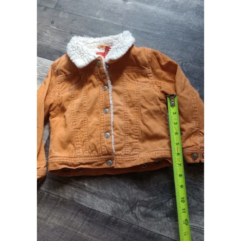 Children's Place Girls XS (4)  Orange Corduroy Jacket With Faux Shearling Lining